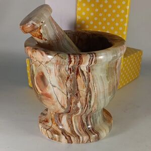 Mortar & Pestle Green Banded Onyx Spice, Herb, Tea, Pepper Grinder